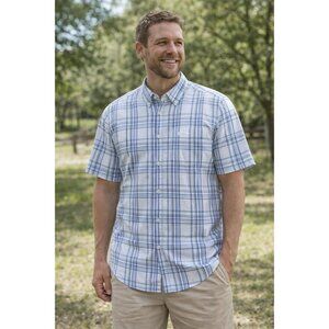 Quicksilver Striped Short sleeve Shirt Men's size XL Navy & Blue